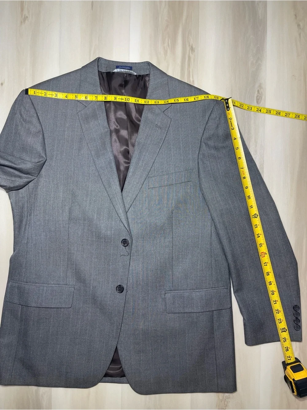 Saddlebred Blazer 44R Classic Gray Shadow Pinstripe 2 Button Jacket Sports Coat
